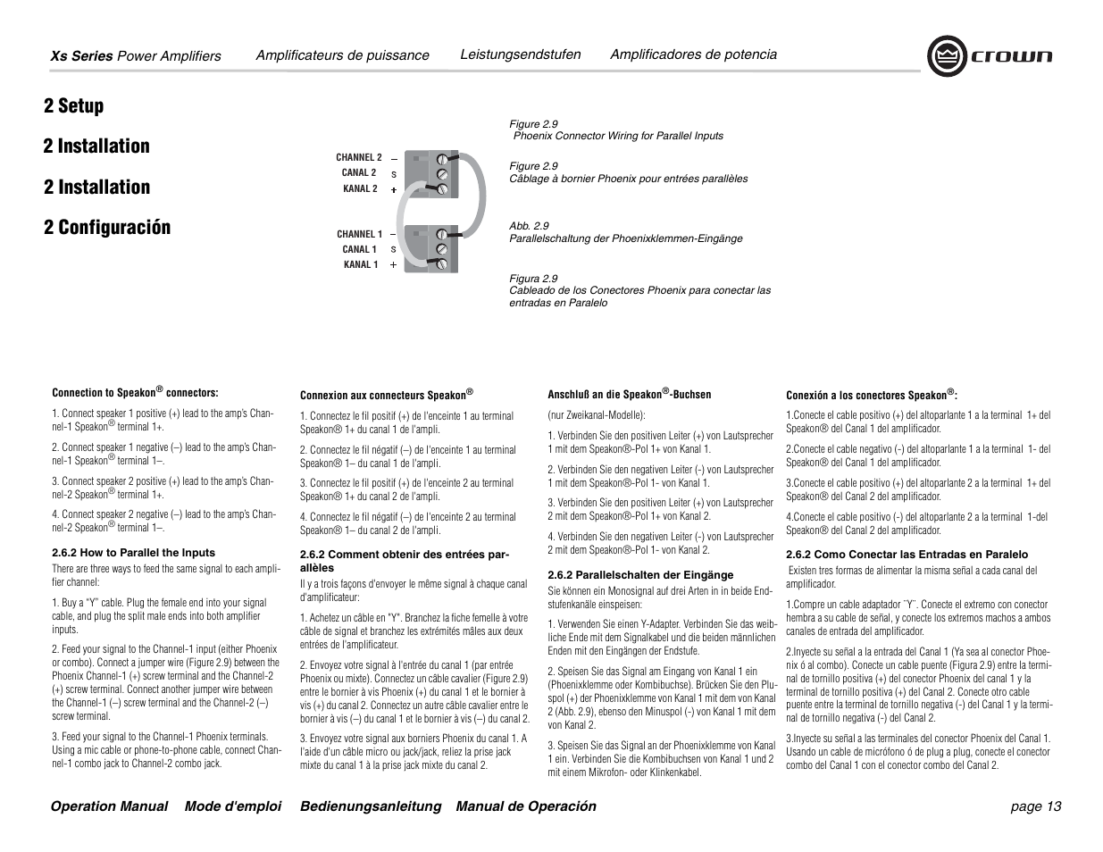 Crown Audio Xs Series User Manual | Page 13 / 36