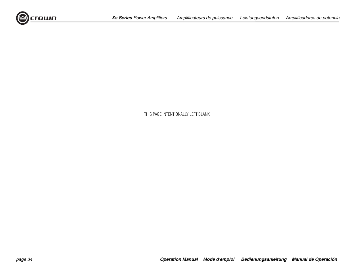 Crown Audio Xs Series User Manual | Page 34 / 36