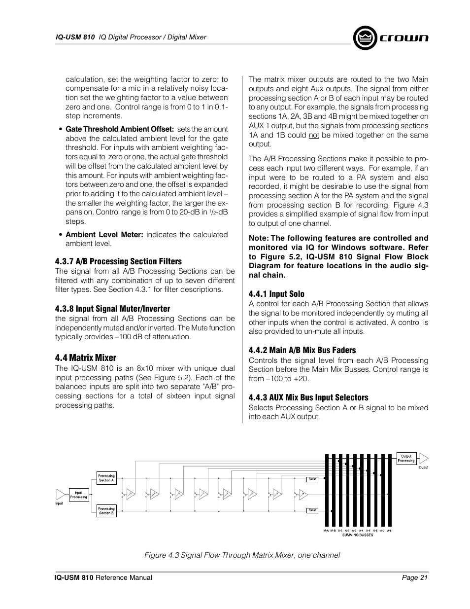 Crown Audio IQ-USM 810 User Manual | Page 21 / 40
