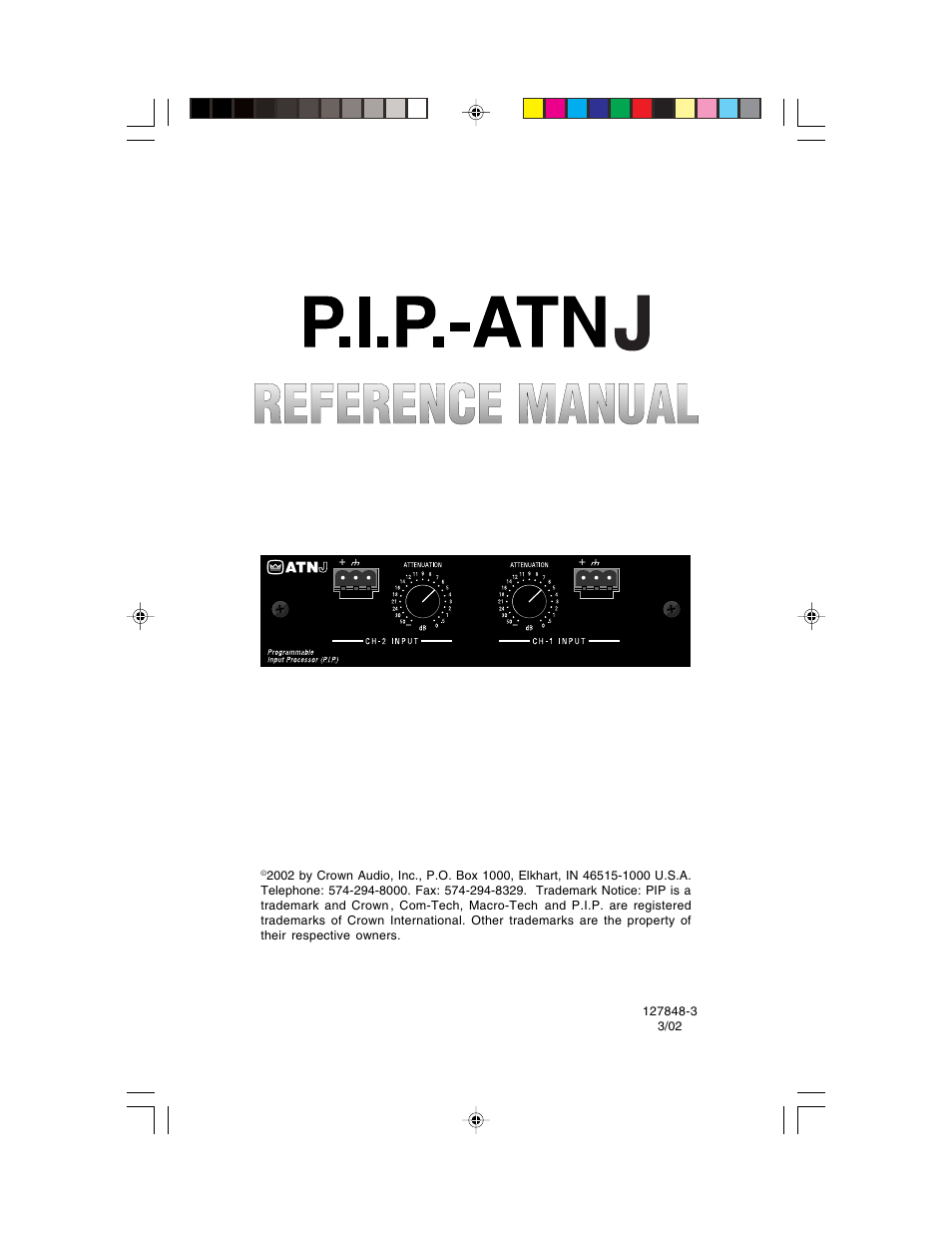 Crown Audio P.I.P.-ATNJ User Manual | 8 pages