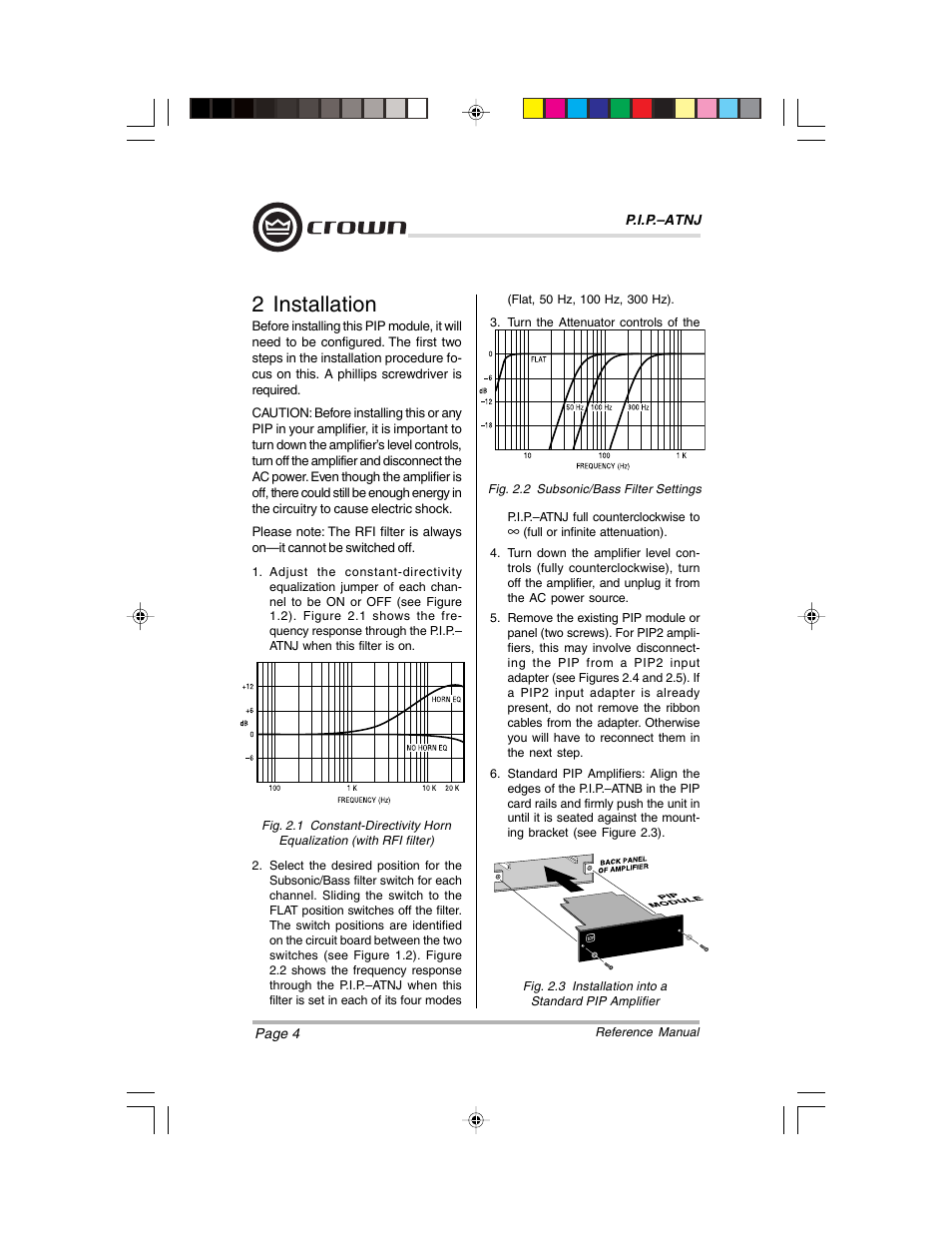 2 installation | Crown Audio P.I.P.-ATNJ User Manual | Page 4 / 8