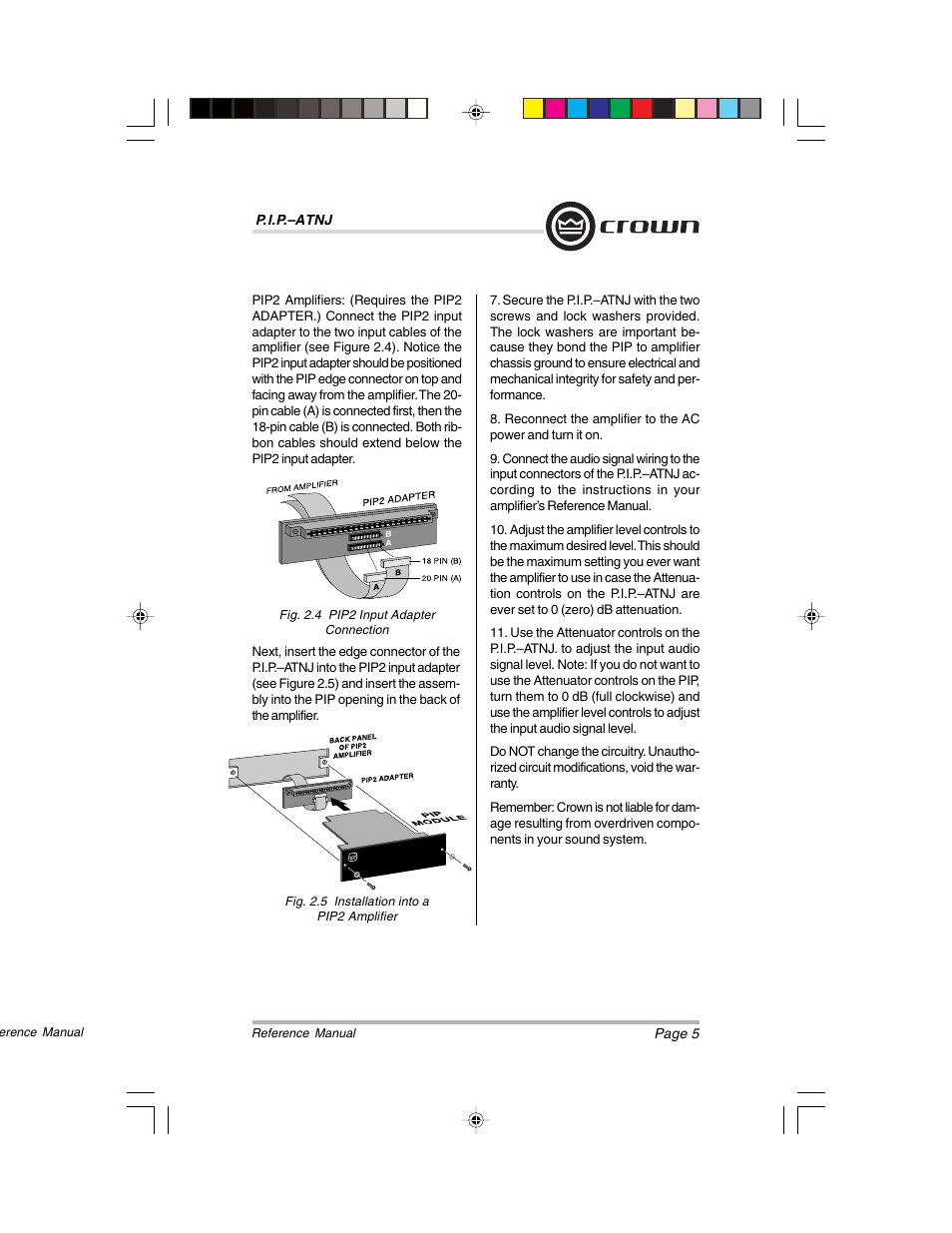 Crown Audio P.I.P.-ATNJ User Manual | Page 5 / 8