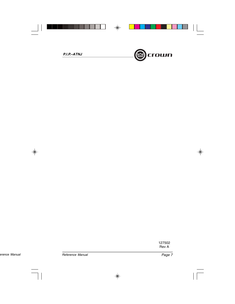 Crown Audio P.I.P.-ATNJ User Manual | Page 7 / 8