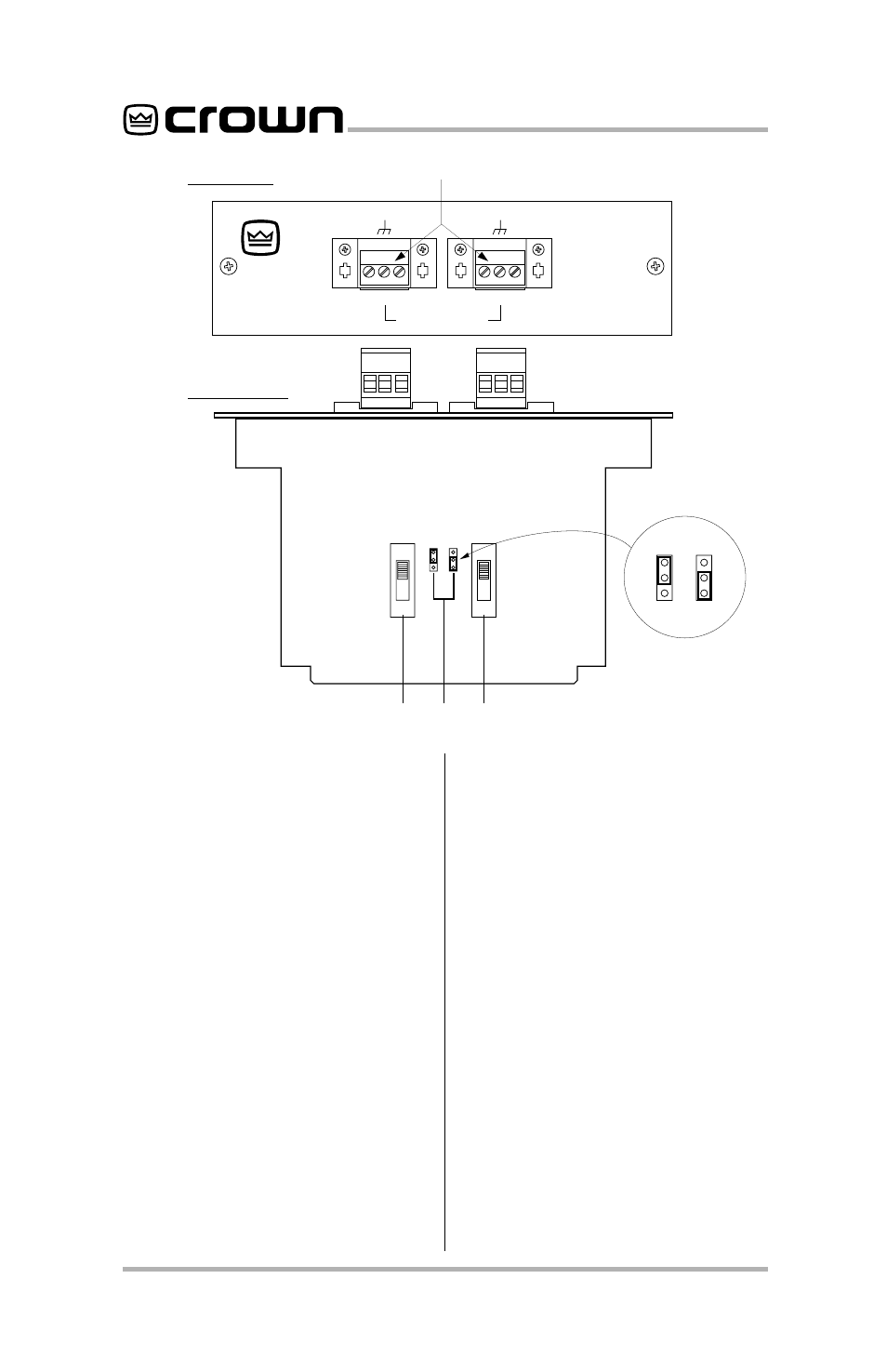 2 facilities, A. balanced input, B. subsonic/bass switch | C. constant-directivity horn equalization jumper, Cb b | Crown Audio P.I.P.-FTE User Manual | Page 4 / 12