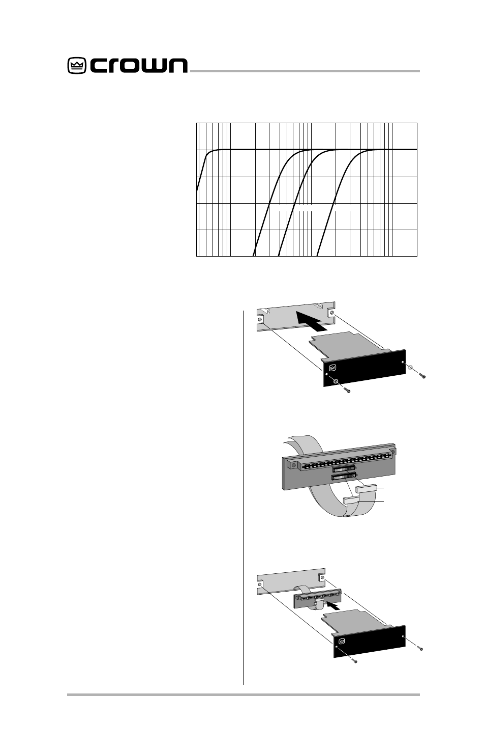 1 installation procedures, P.i.p, Pip2 | P.i.p.–fte page 6, Fig. 3.2 subsonic/ bass filter settings, Mod- ule or panel (two screws). for, Amplifiers, this may in- volve disconnecting the, Input adapter (see figures 3.4 and 3.5). if a | Crown Audio P.I.P.-FTE User Manual | Page 6 / 12