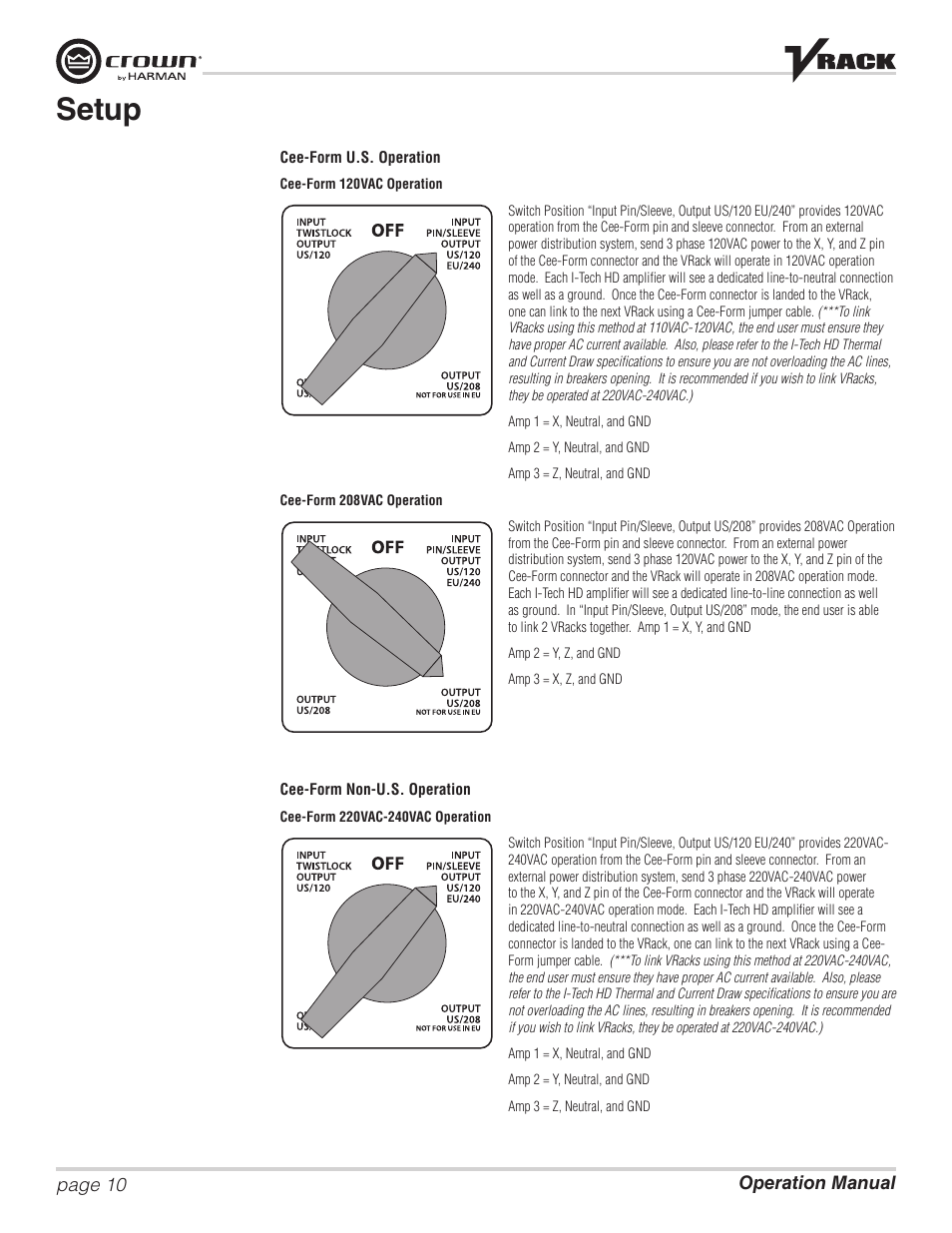 Setup | Crown Audio VRack12000HD User Manual | Page 10 / 60