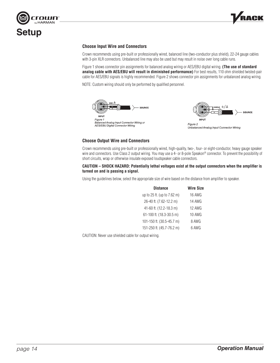 Setup | Crown Audio VRack12000HD User Manual | Page 14 / 60
