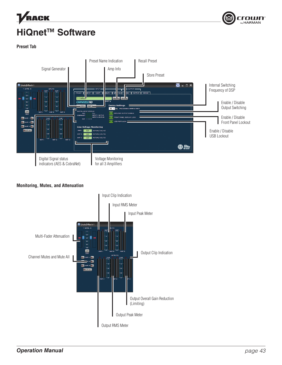 Hiqnet ™ software | Crown Audio VRack12000HD User Manual | Page 43 / 60