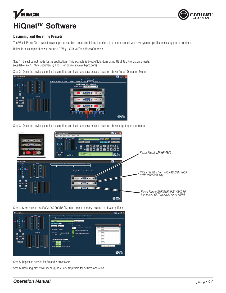 Hiqnet ™ software | Crown Audio VRack12000HD User Manual | Page 47 / 60