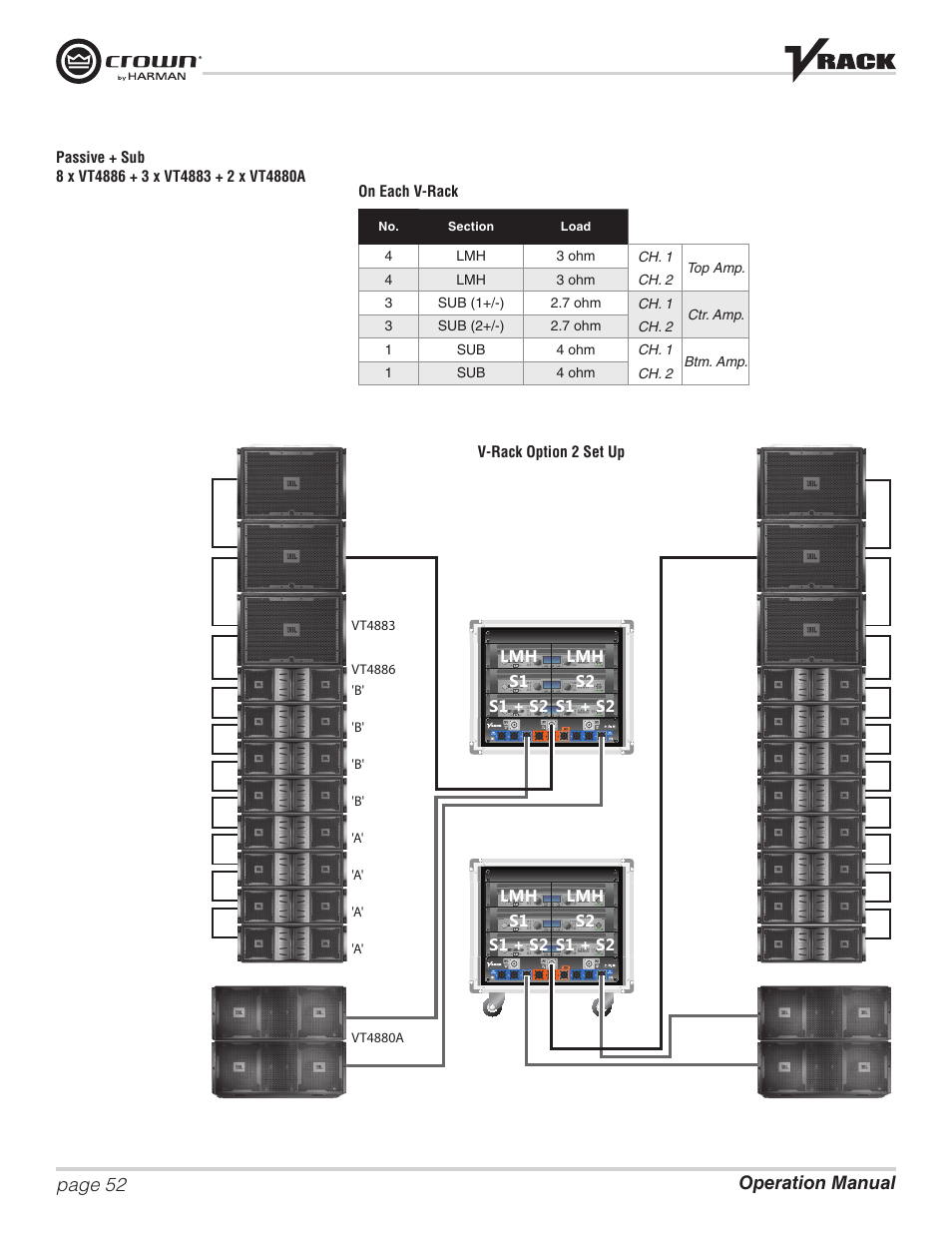 Operation manual page 52 | Crown Audio VRack12000HD User Manual | Page 52 / 60