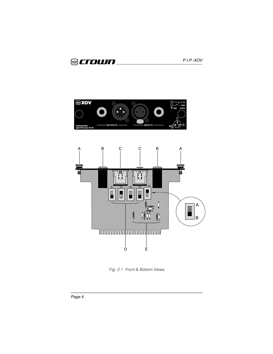 Crown Audio P.I.P.-XOV User Manual | Page 3 / 22