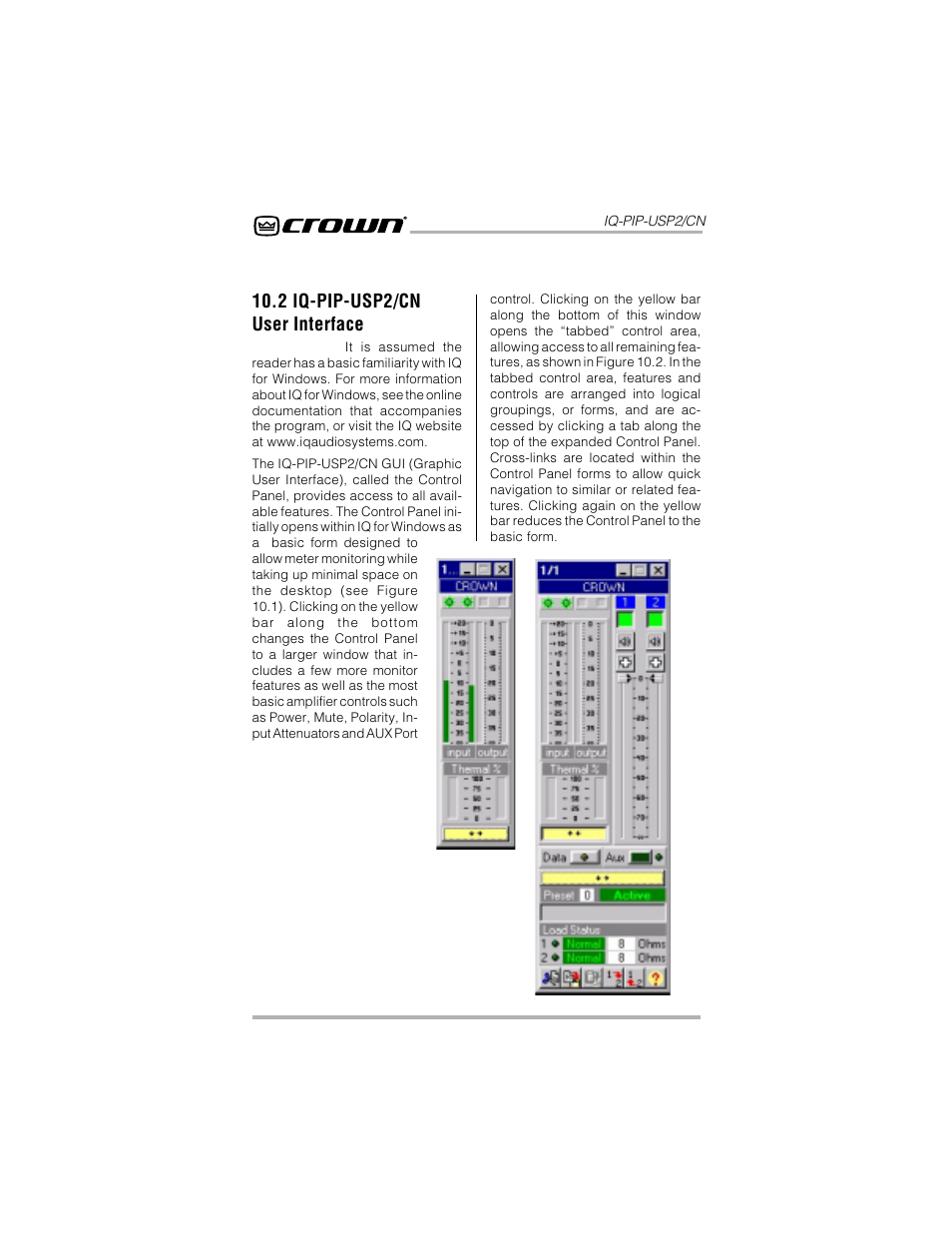 2 iq-pip-usp2/cn user interface | Crown Audio IQ-PIP-USP2_CN User Manual | Page 38 / 65