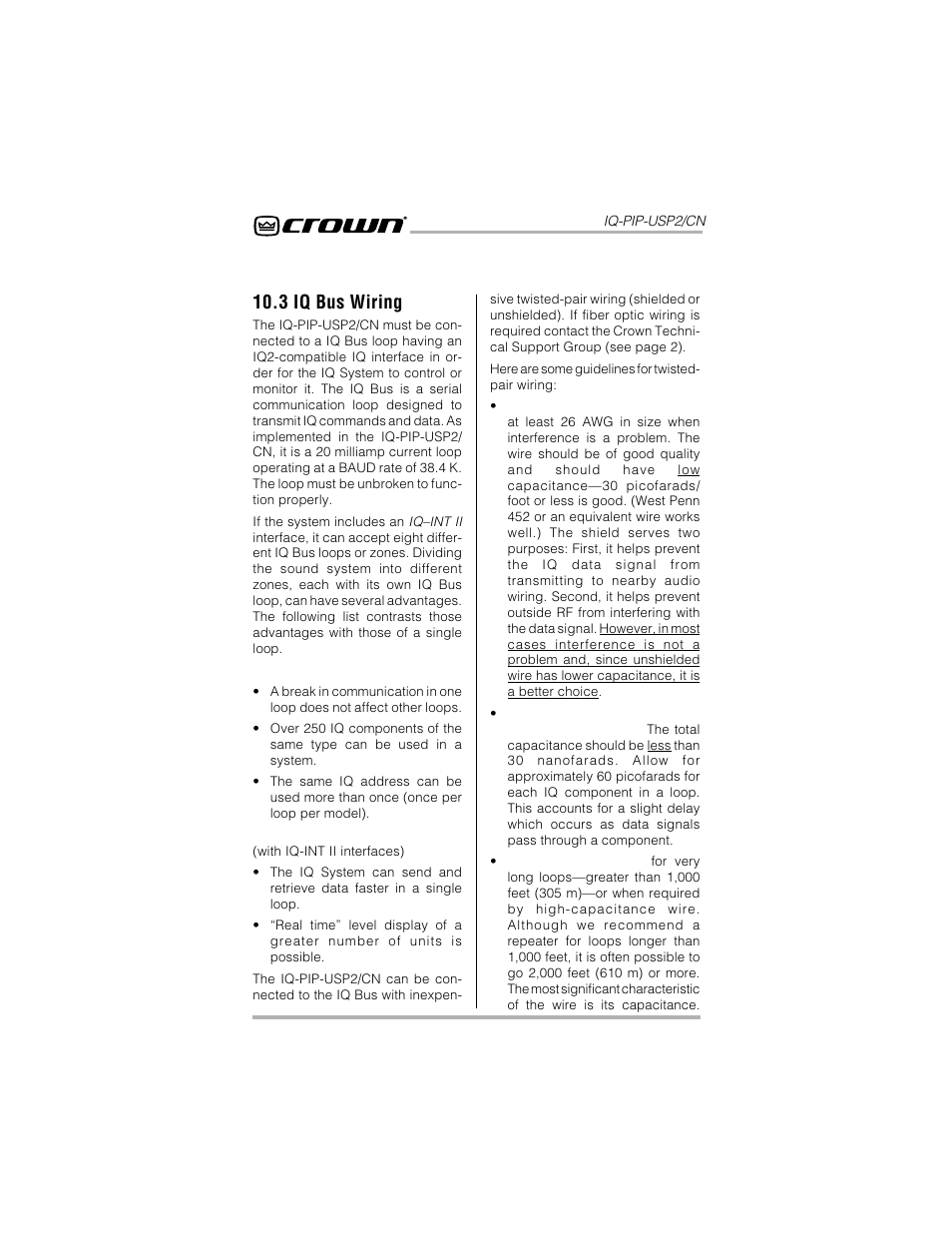 3 iq bus wiring | Crown Audio IQ-PIP-USP2_CN User Manual | Page 46 / 65