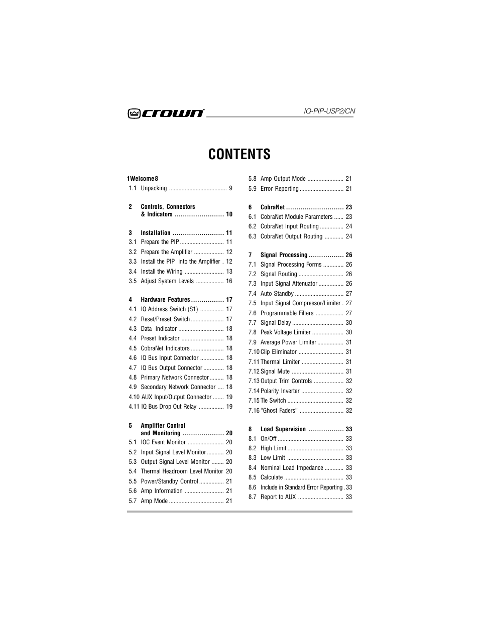 Crown Audio IQ-PIP-USP2_CN User Manual | Page 6 / 65