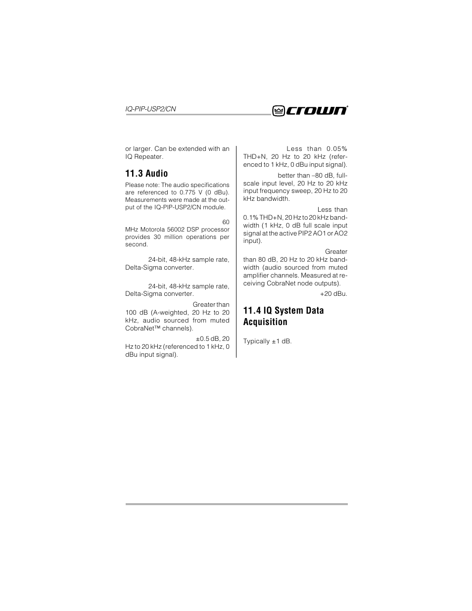 3 audio, 4 iq system data acquisition | Crown Audio IQ-PIP-USP2_CN User Manual | Page 61 / 65