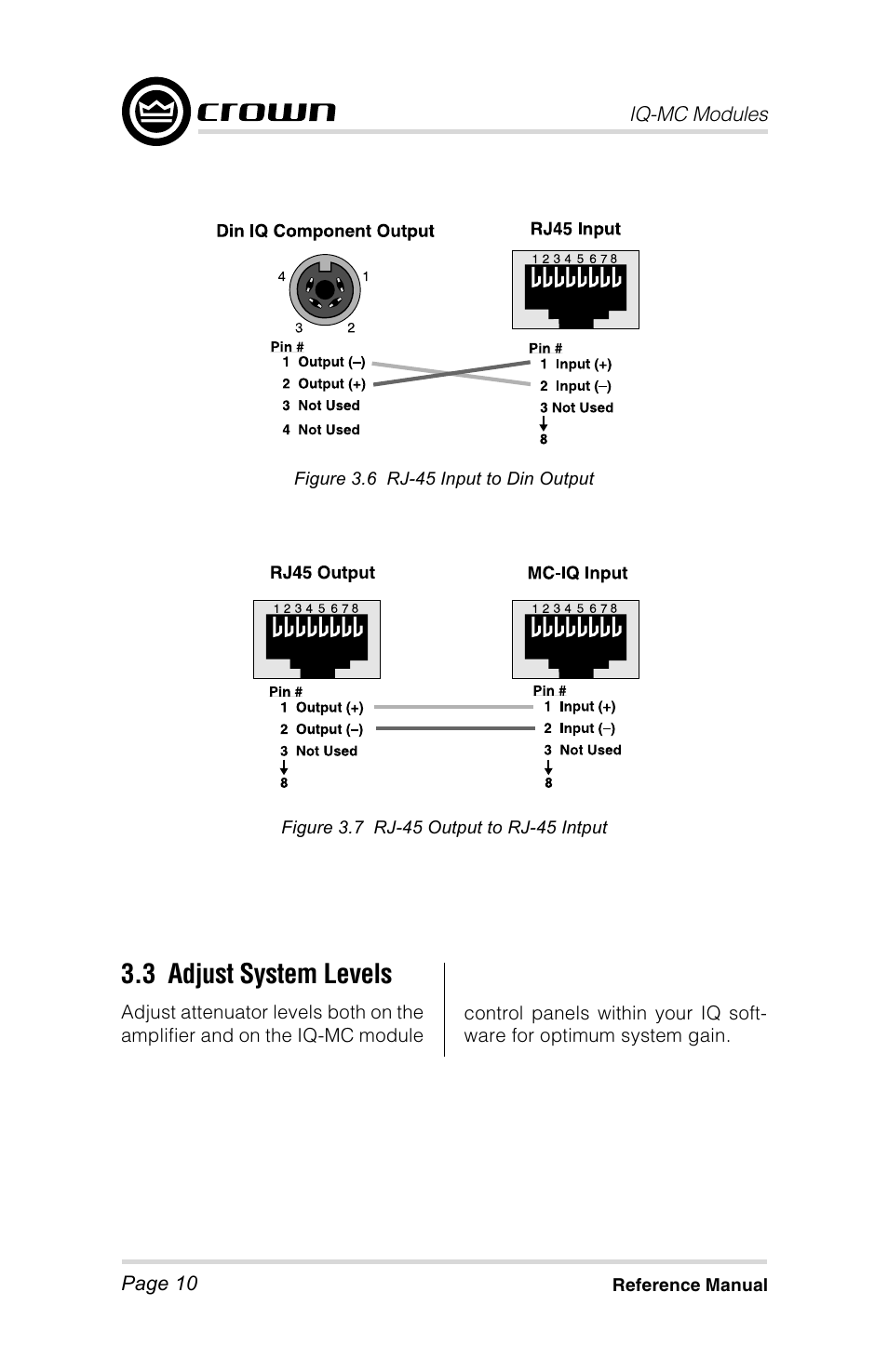 3 adjust system levels | Crown Audio IQ-MC4 _ IQ-MC-8 User Manual | Page 10 / 32