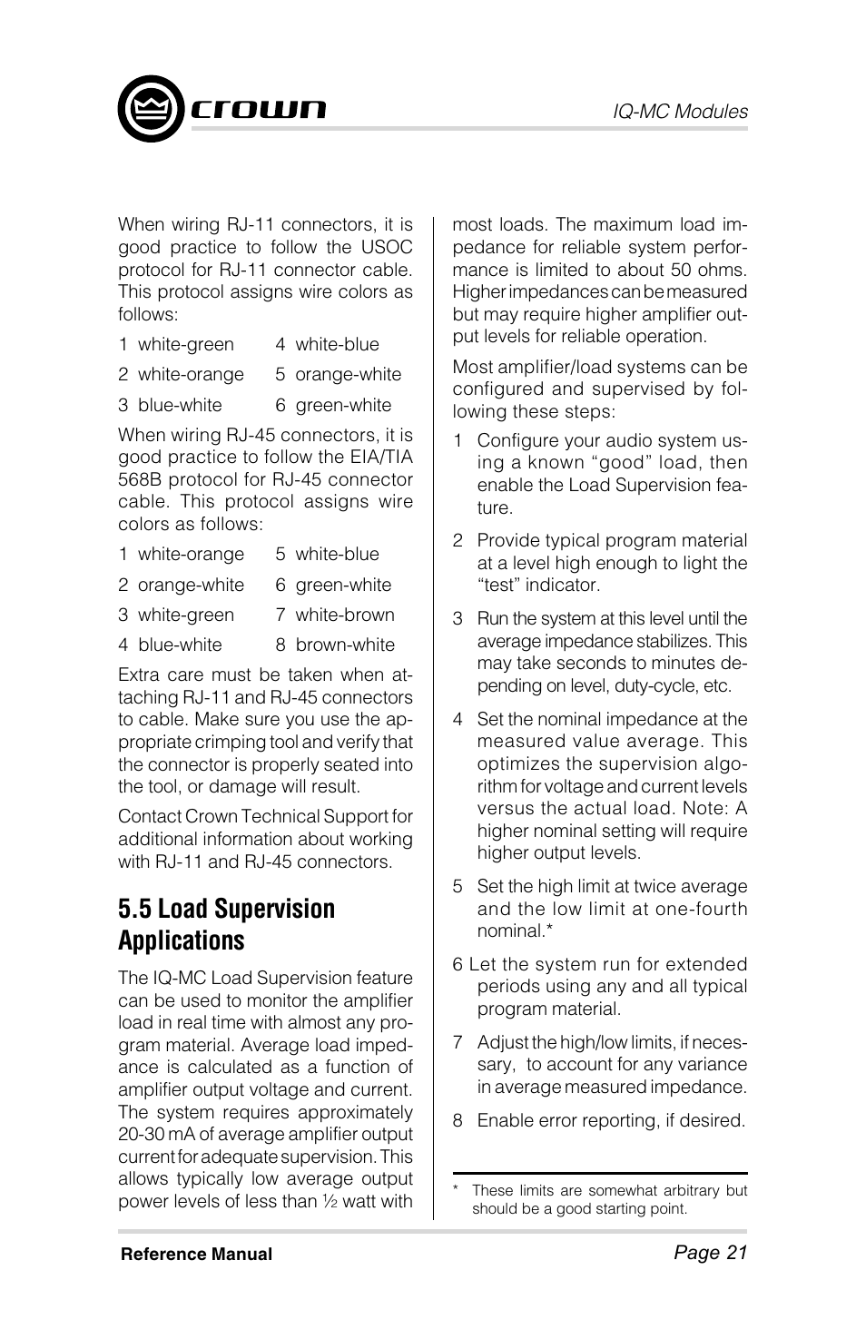 5 load supervision applications | Crown Audio IQ-MC4 _ IQ-MC-8 User Manual | Page 21 / 32