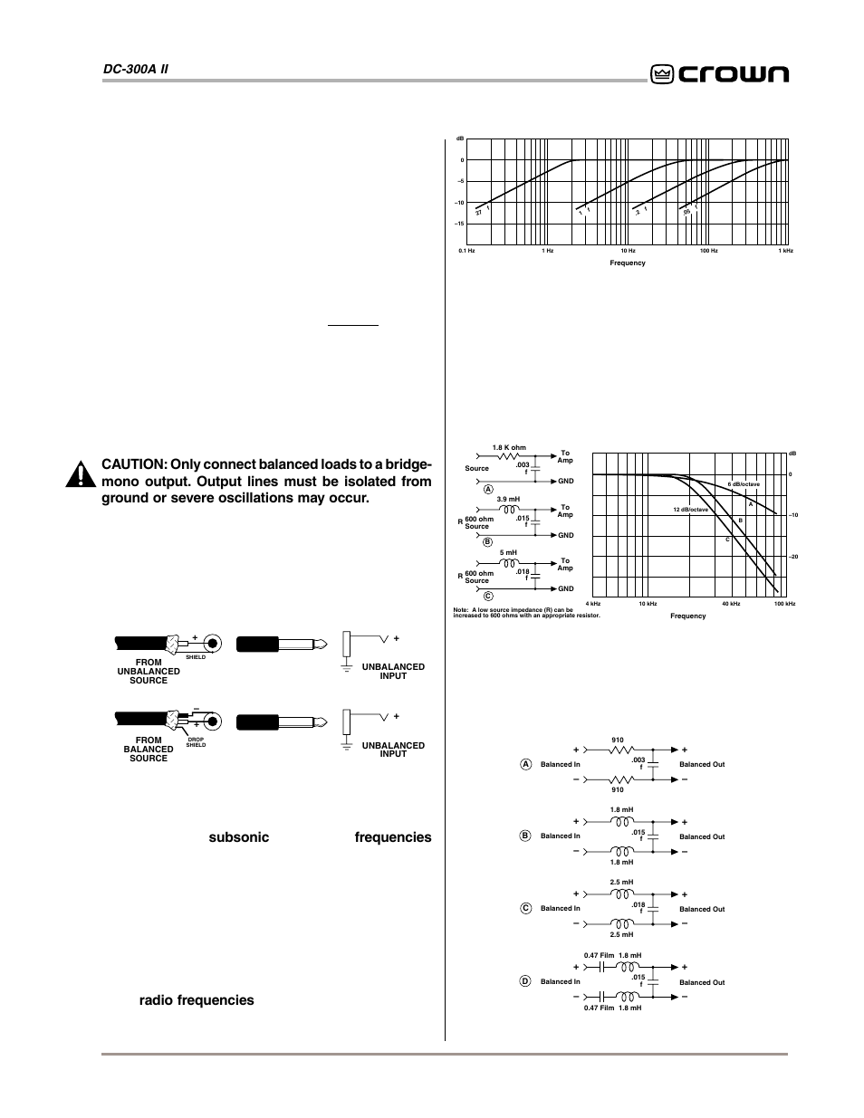 Fig. 3.5 unbalanced rfi filters | Crown Audio DC-300AII User Manual | Page 11 / 25