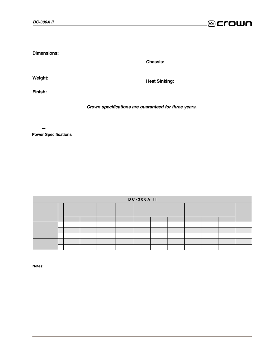 Construction | Crown Audio DC-300AII User Manual | Page 19 / 25