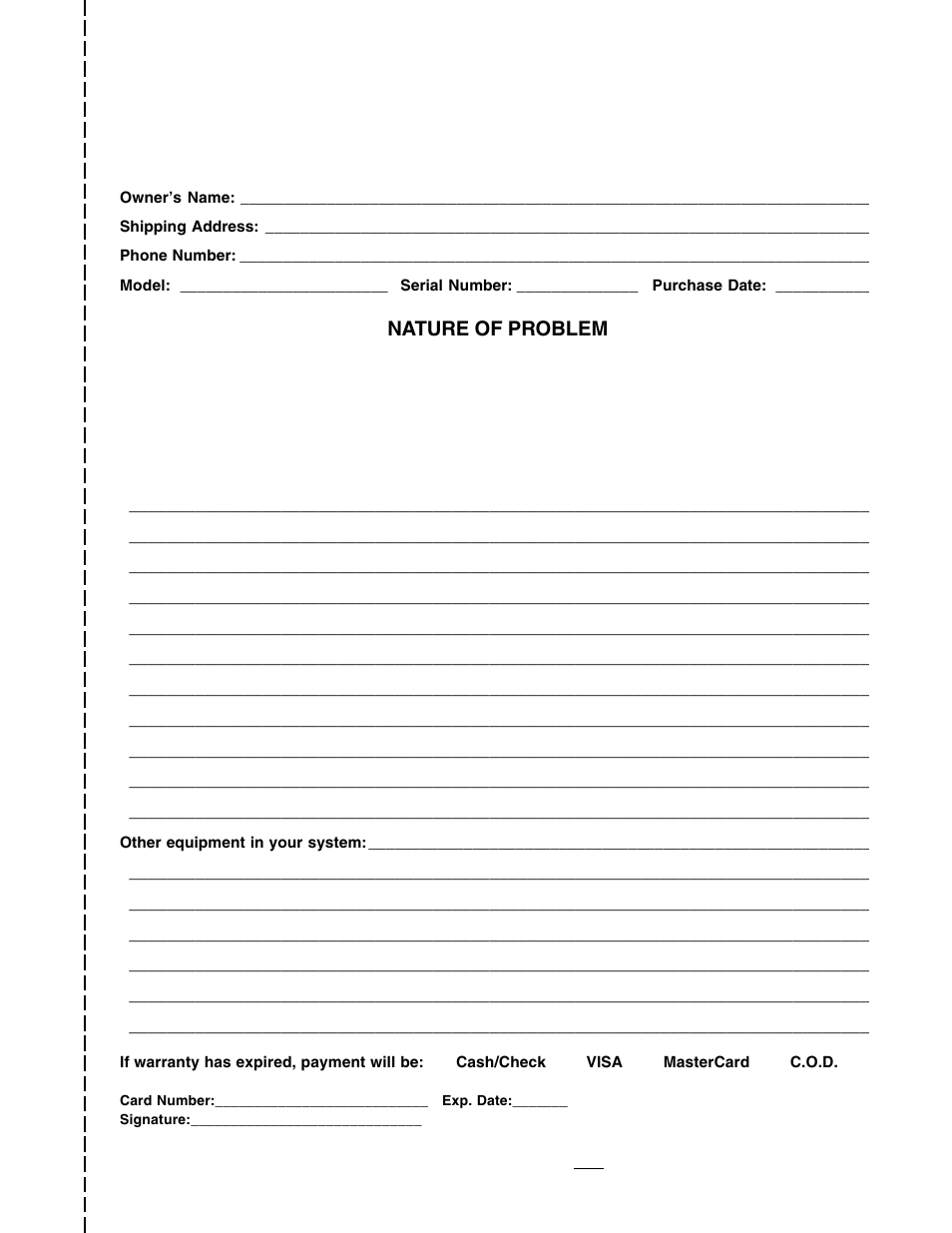 Crown factory service information, Nature of problem | Crown Audio DC-300AII User Manual | Page 25 / 25