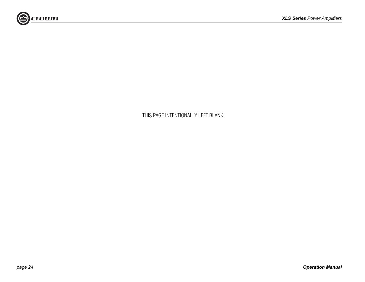 Crown Audio XLS Series (2 rack space height with two Speakon connector) User Manual | Page 24 / 28