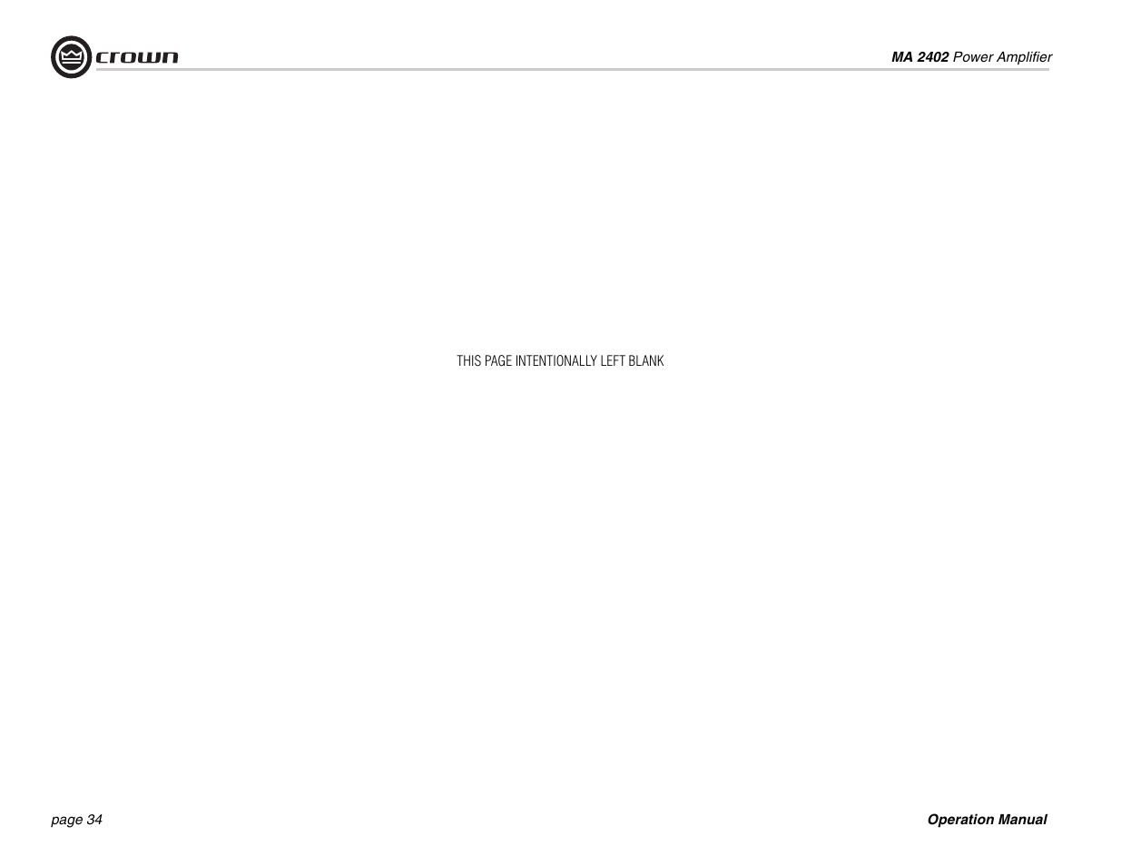 Crown Audio Macro-Tech MA-2402 User Manual | Page 34 / 36