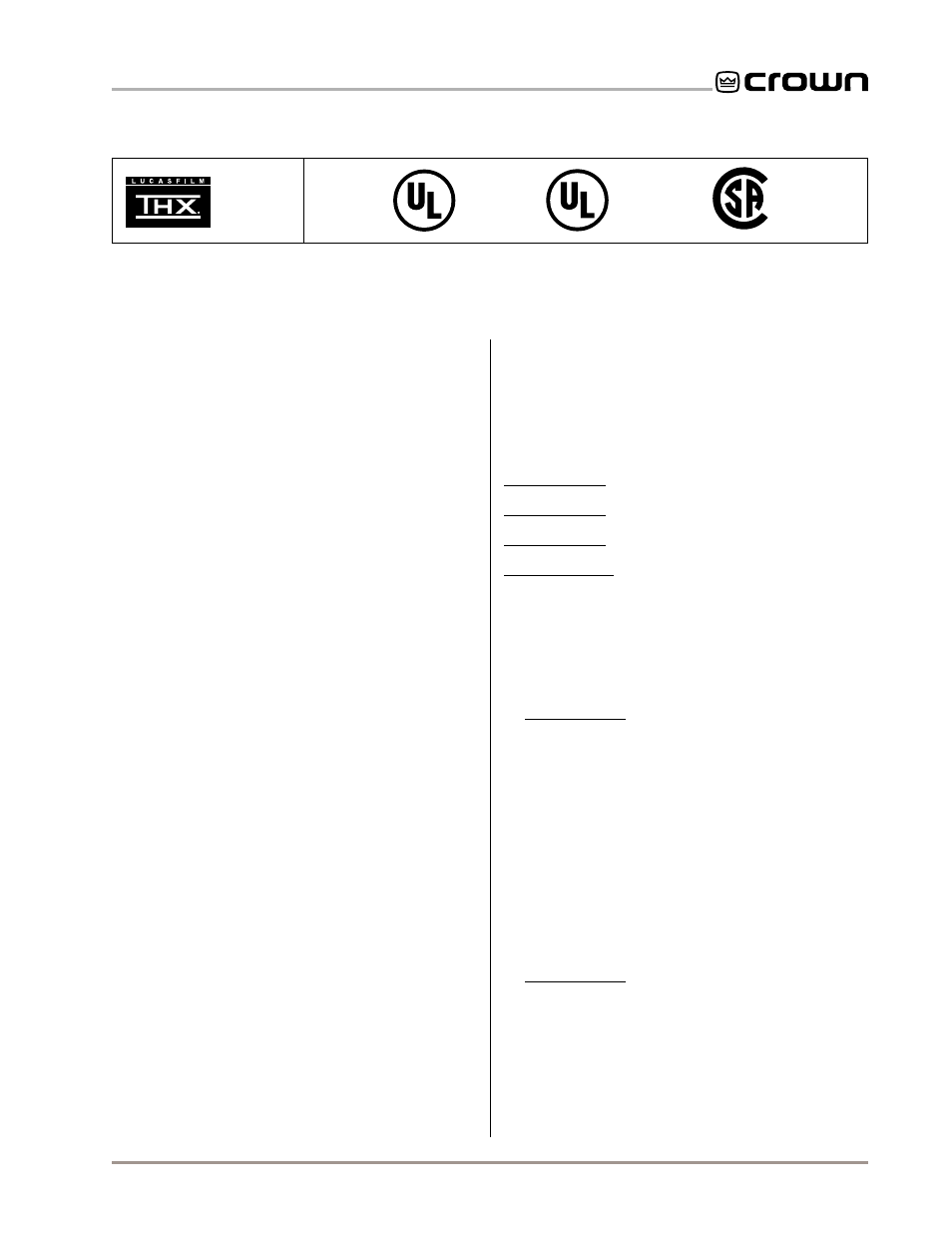 6 specifications, Performance, Power | Crown Audio Com-Tech "00 Series" User Manual | Page 29 / 49