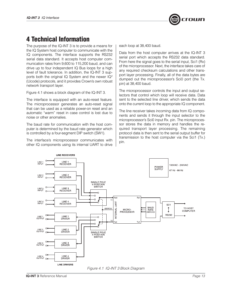 4 technical information | Crown Audio IQ-INT3 User Manual | Page 13 / 16
