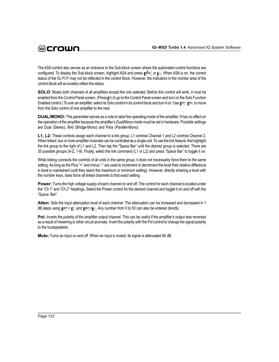 Crown Audio IQ-MSD Turbo Software User Manual | Page 122 / 222