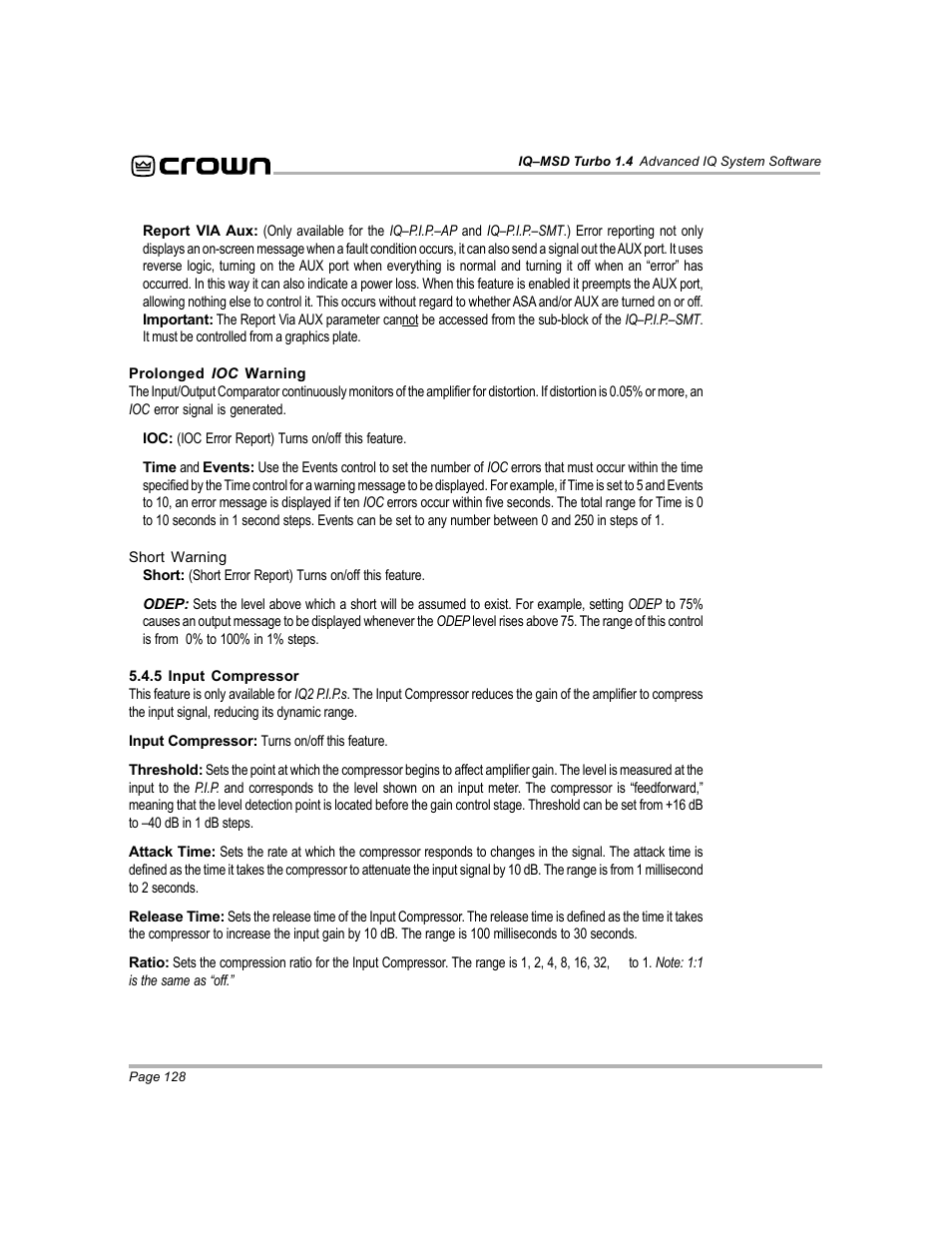 Crown Audio IQ-MSD Turbo Software User Manual | Page 128 / 222