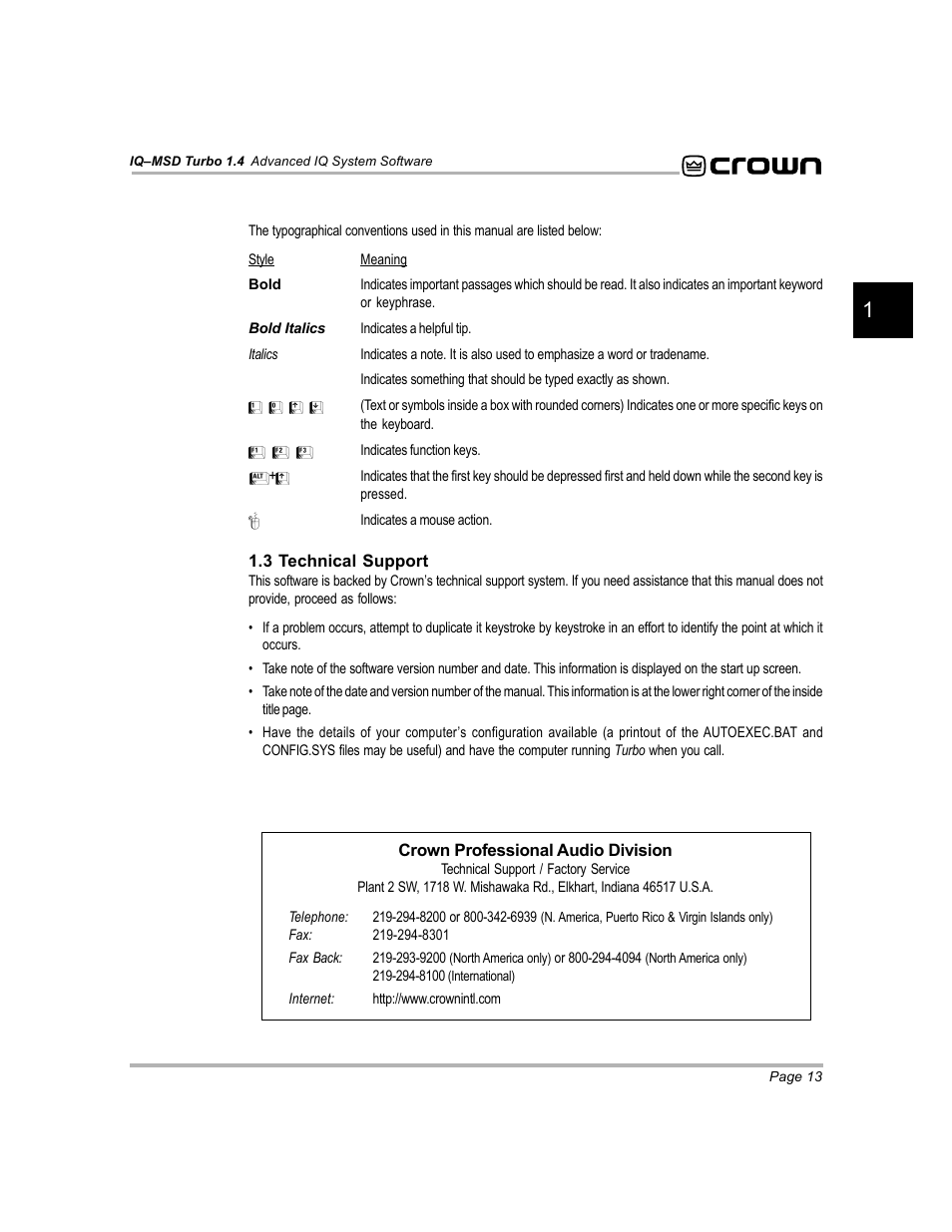 Crown Audio IQ-MSD Turbo Software User Manual | Page 13 / 222