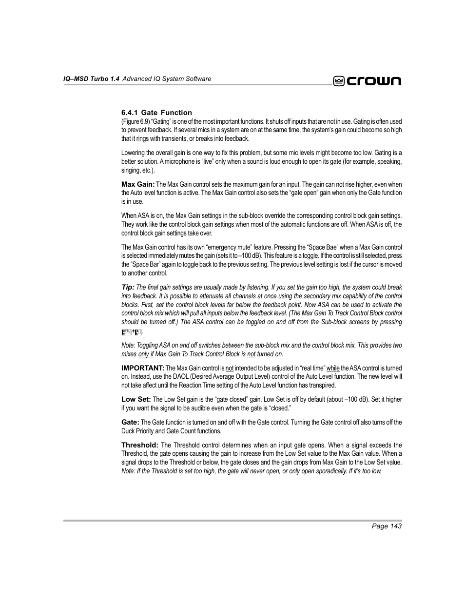 Crown Audio IQ-MSD Turbo Software User Manual | Page 143 / 222