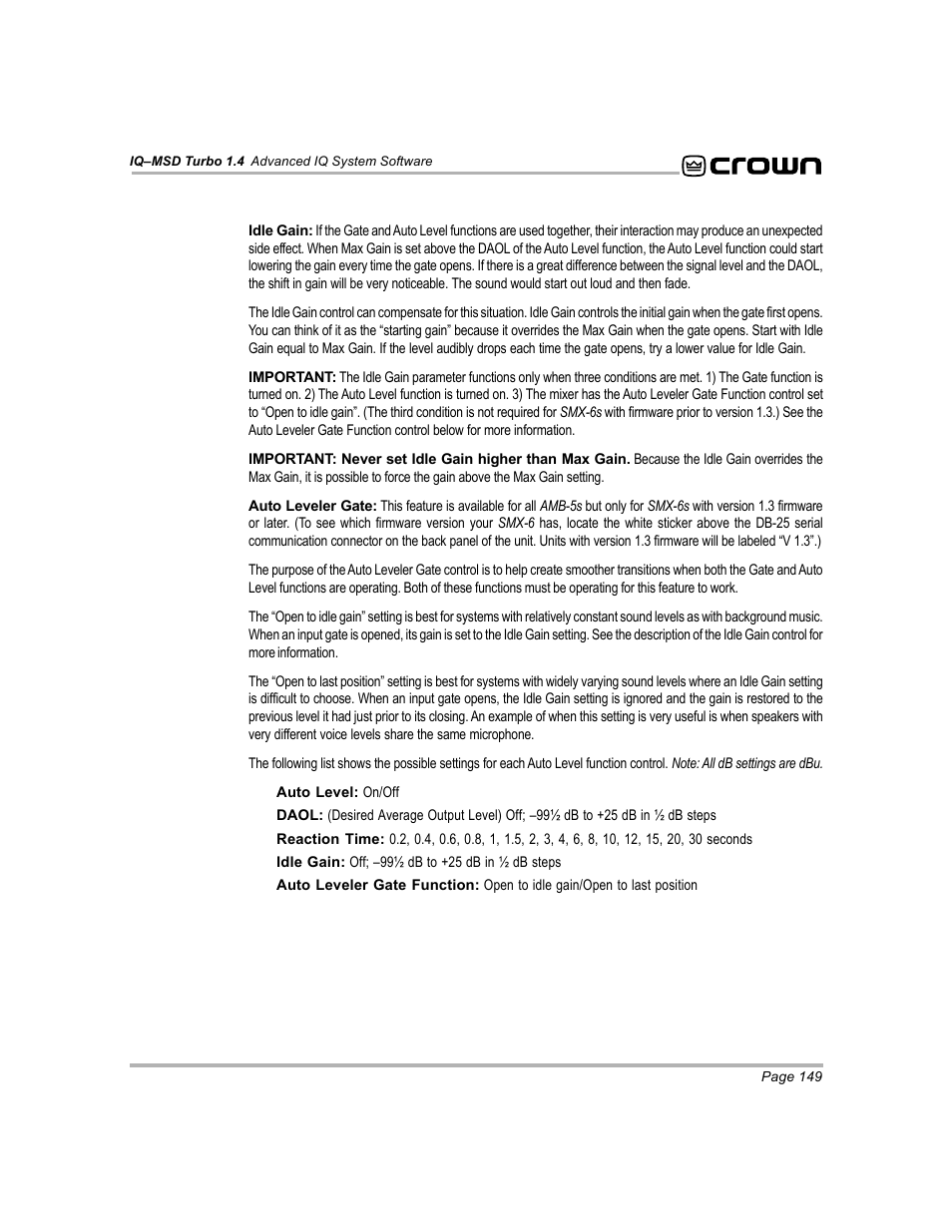 Crown Audio IQ-MSD Turbo Software User Manual | Page 149 / 222