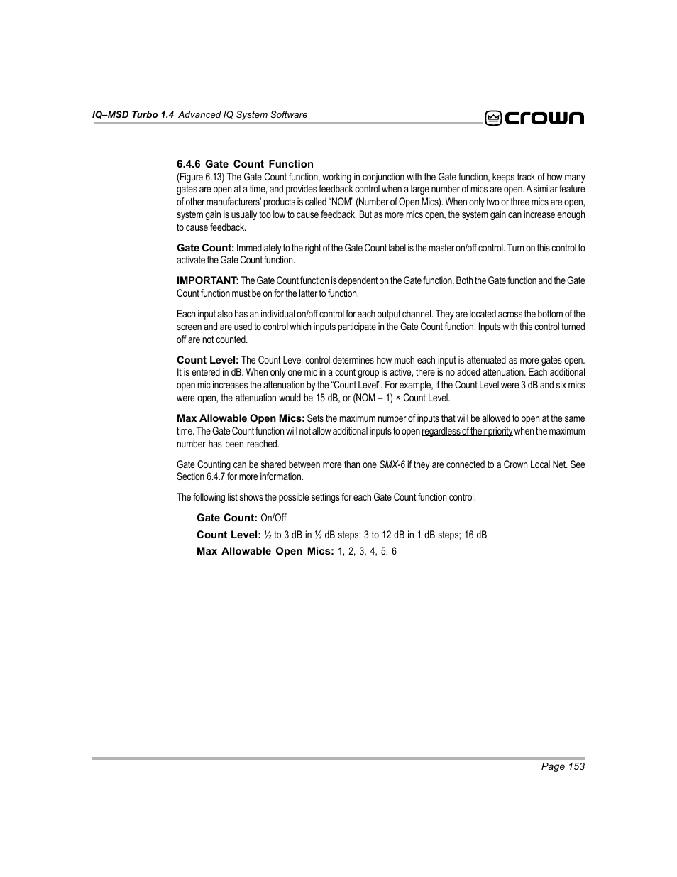 Crown Audio IQ-MSD Turbo Software User Manual | Page 153 / 222