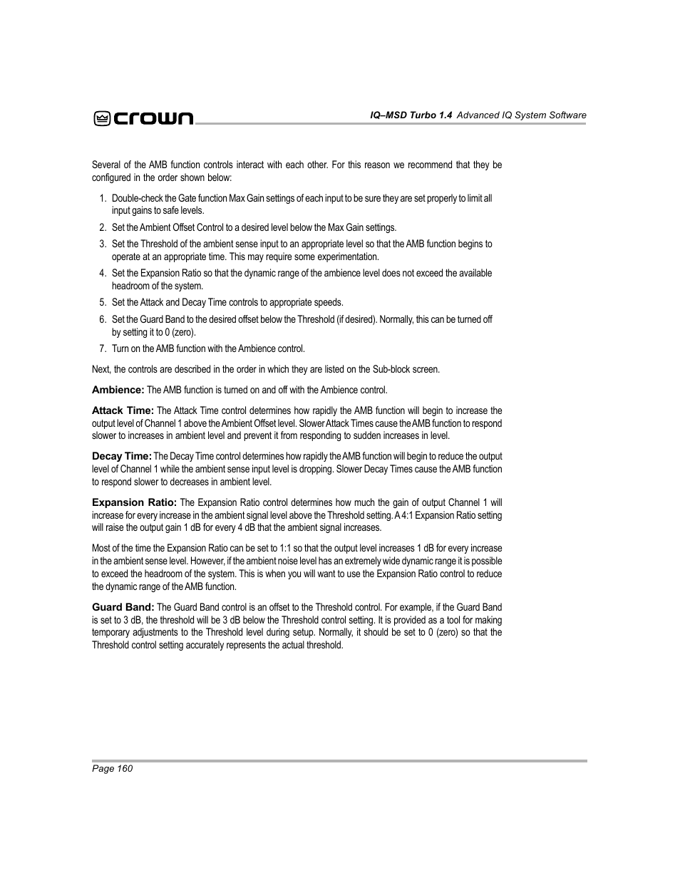 Crown Audio IQ-MSD Turbo Software User Manual | Page 160 / 222