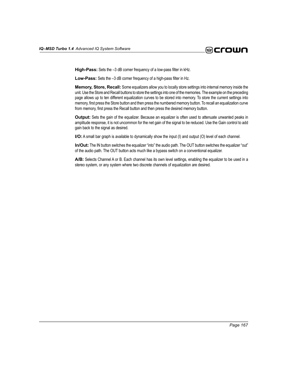 Crown Audio IQ-MSD Turbo Software User Manual | Page 167 / 222