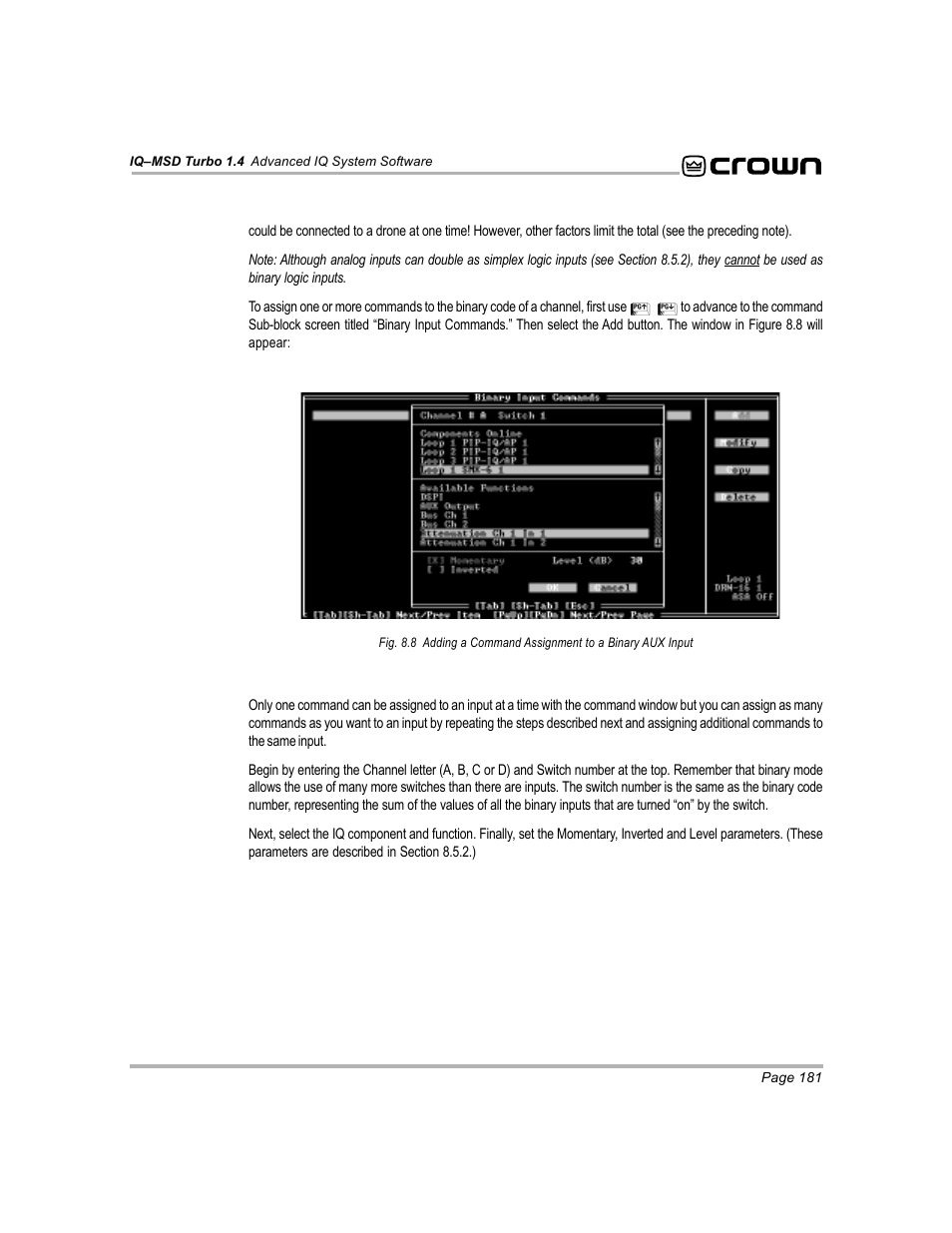 Crown Audio IQ-MSD Turbo Software User Manual | Page 181 / 222