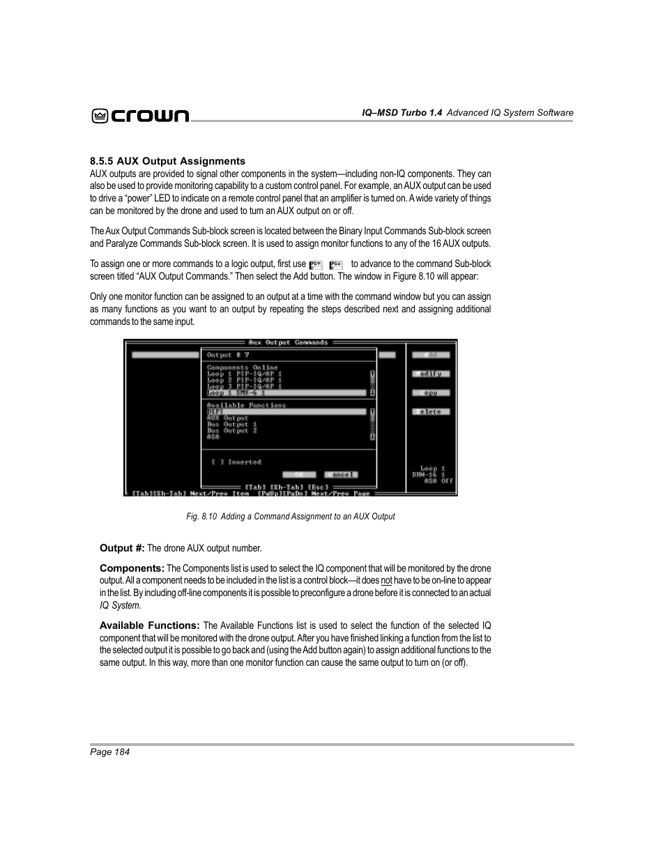 Crown Audio IQ-MSD Turbo Software User Manual | Page 184 / 222