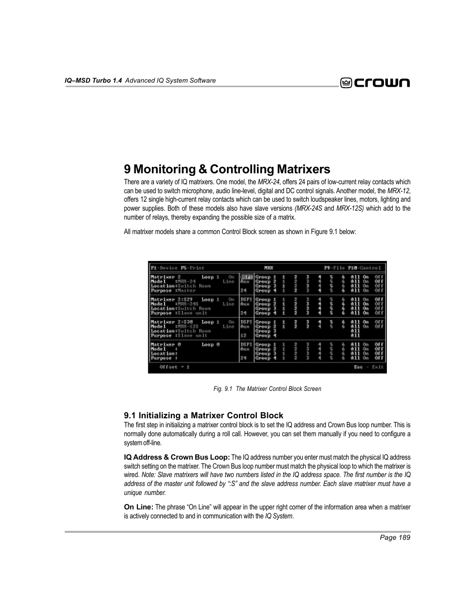 Crown Audio IQ-MSD Turbo Software User Manual | Page 189 / 222