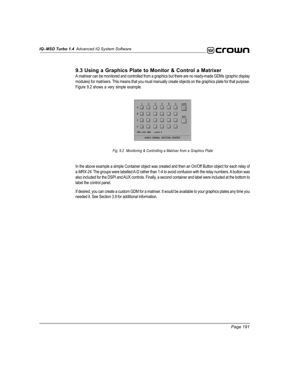 Crown Audio IQ-MSD Turbo Software User Manual | Page 191 / 222