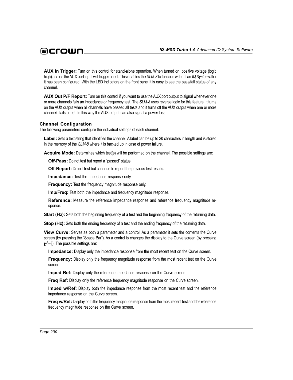 Crown Audio IQ-MSD Turbo Software User Manual | Page 200 / 222