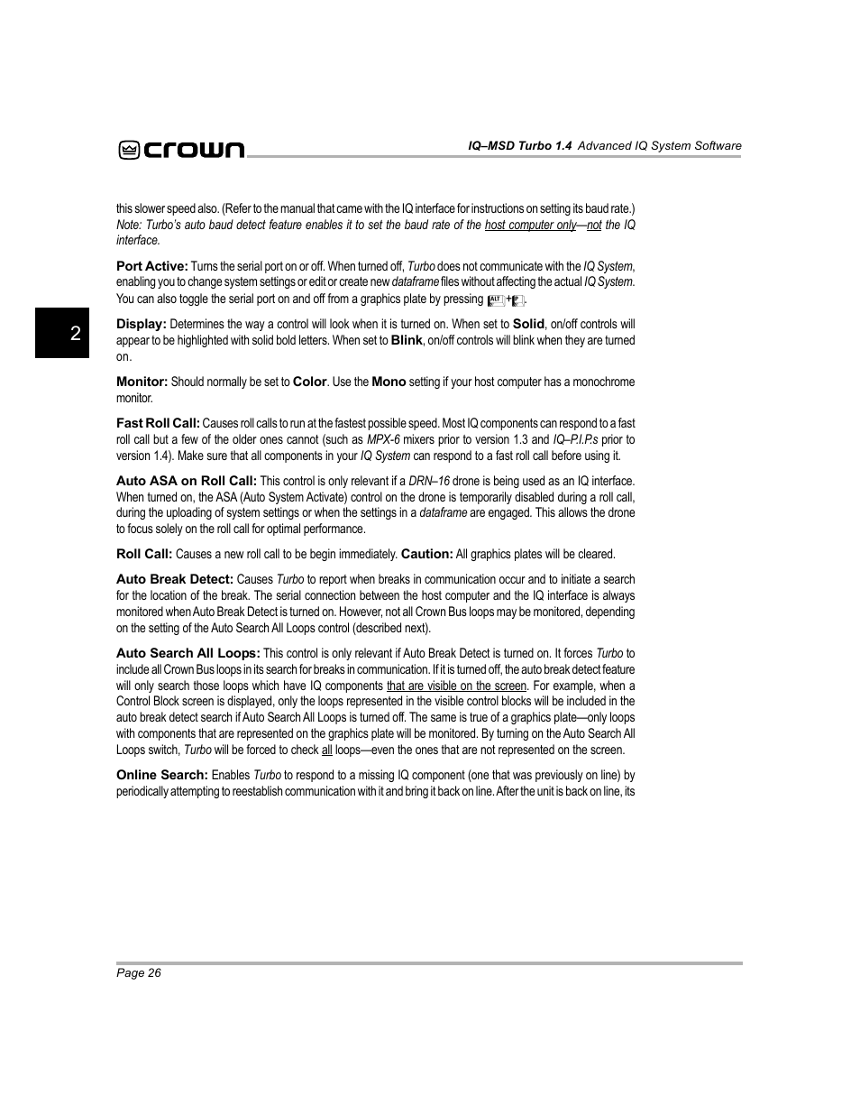 Crown Audio IQ-MSD Turbo Software User Manual | Page 26 / 222