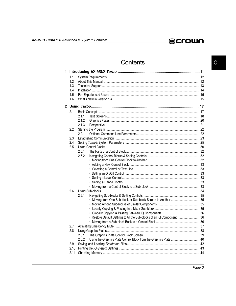 Crown Audio IQ-MSD Turbo Software User Manual | Page 3 / 222