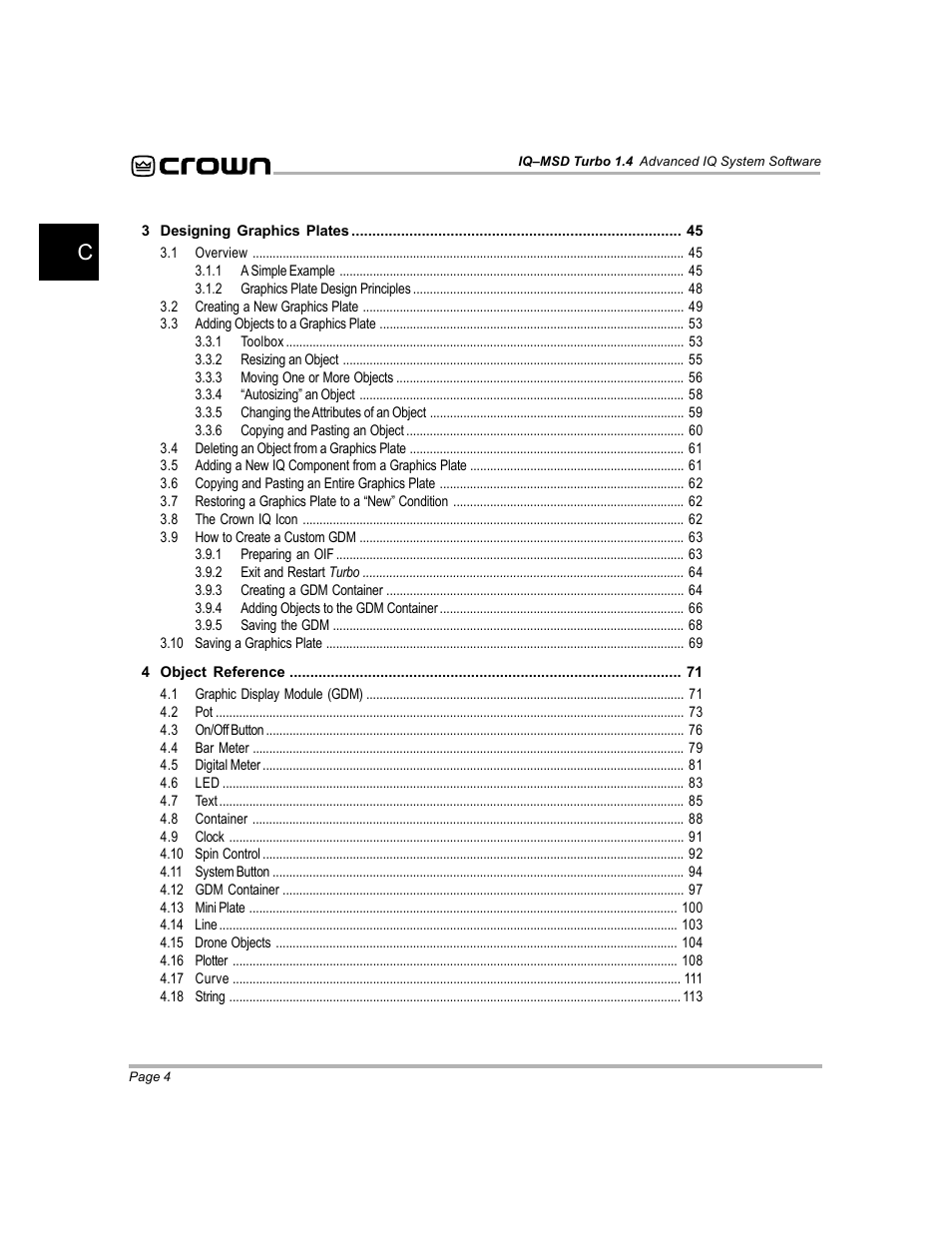 Crown Audio IQ-MSD Turbo Software User Manual | Page 4 / 222