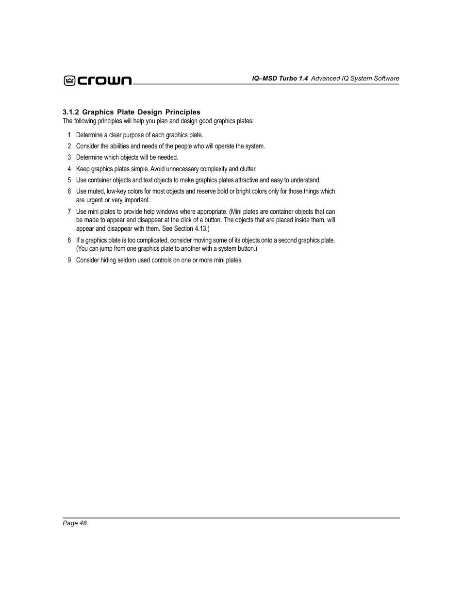 Crown Audio IQ-MSD Turbo Software User Manual | Page 48 / 222