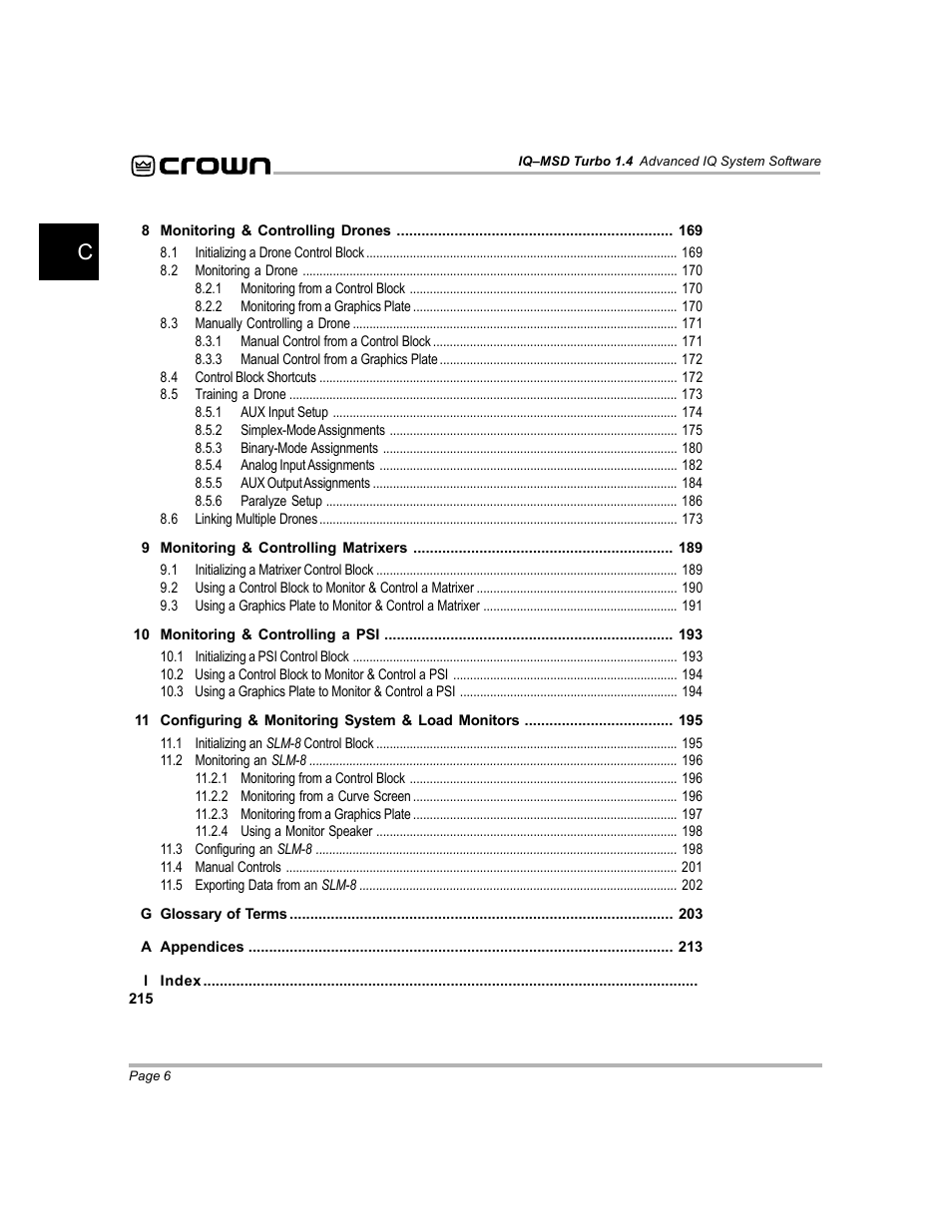 Crown Audio IQ-MSD Turbo Software User Manual | Page 6 / 222