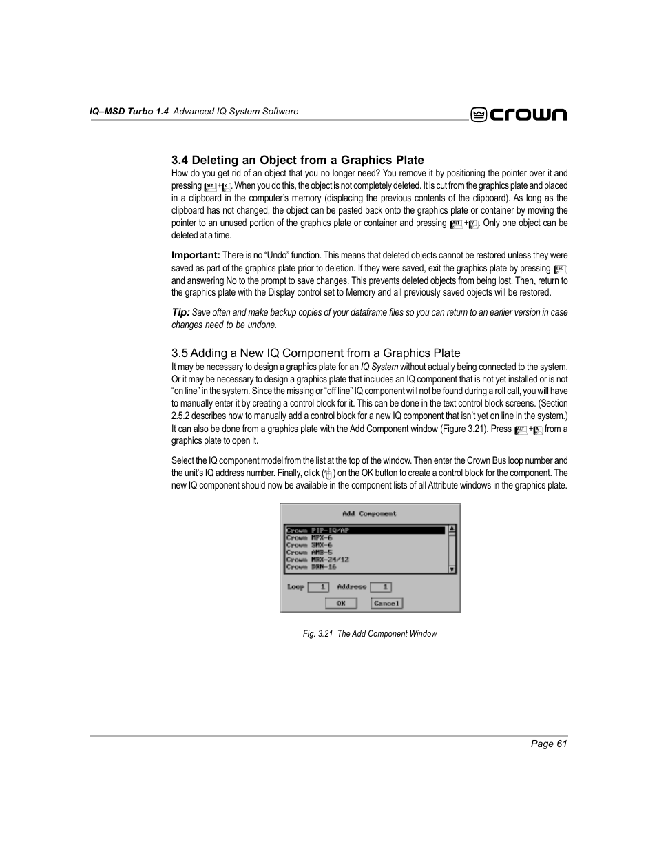 Crown Audio IQ-MSD Turbo Software User Manual | Page 61 / 222