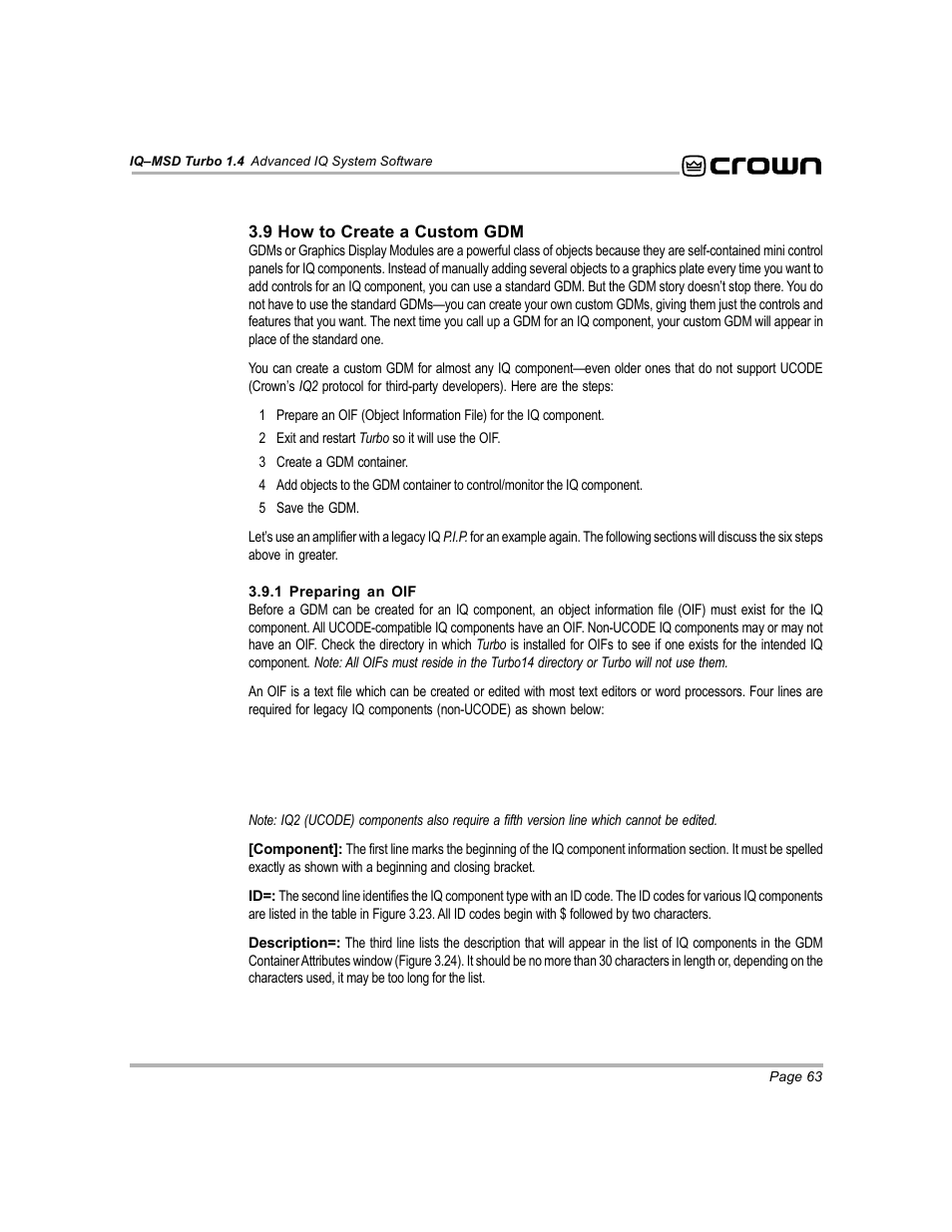 Crown Audio IQ-MSD Turbo Software User Manual | Page 63 / 222