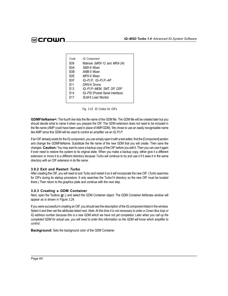 Crown Audio IQ-MSD Turbo Software User Manual | Page 64 / 222