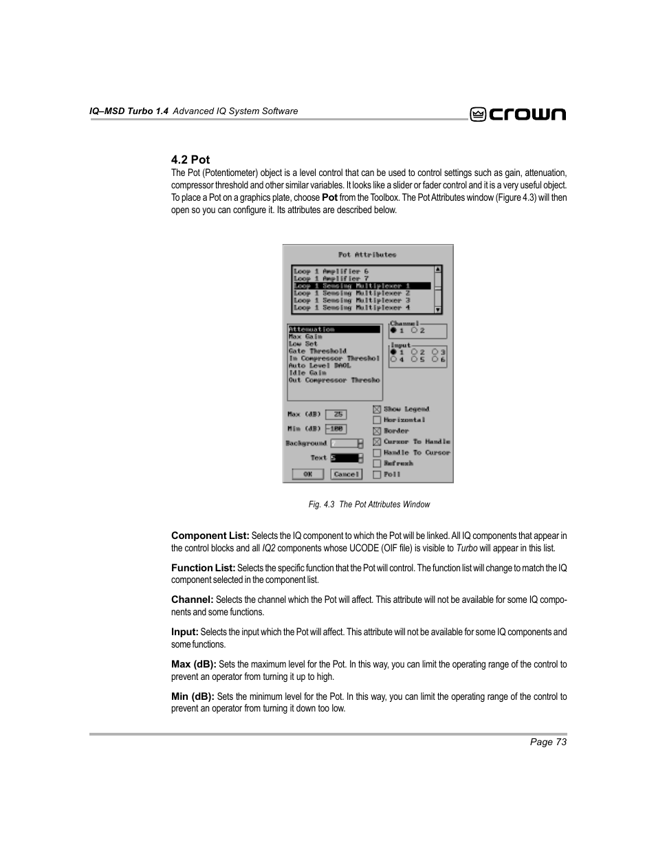 Crown Audio IQ-MSD Turbo Software User Manual | Page 73 / 222